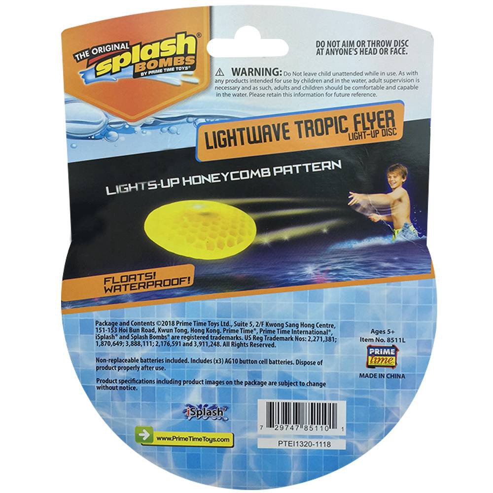 slide 5 of 6, Splash Bombs Lightwave Tropic Flyer Light-up Waterproof Flying Disc, Colors May Vary, 1 ct