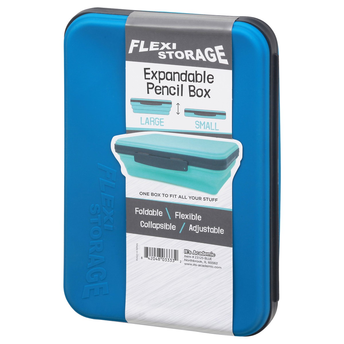 slide 8 of 12, It's Academic Small/Large Blue Expandle Pencil Box 1 ea, 1 ct