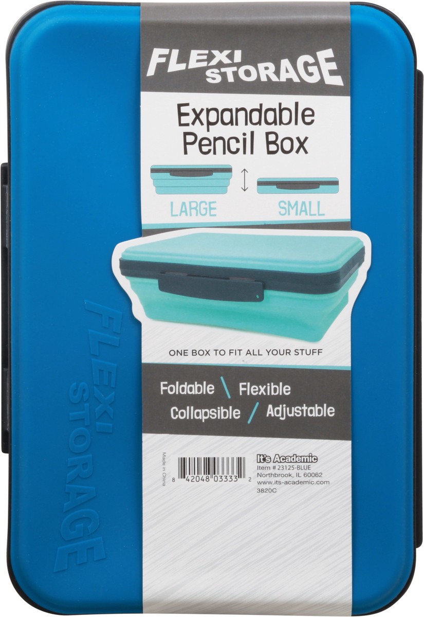 slide 12 of 12, It's Academic Small/Large Blue Expandle Pencil Box 1 ea, 1 ct