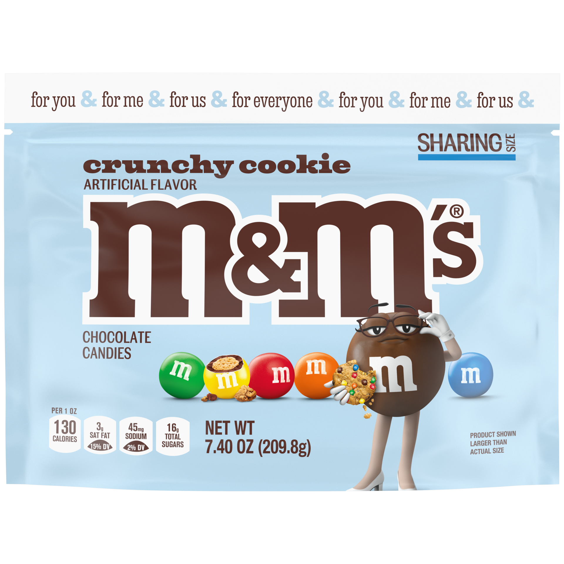 slide 1 of 8, M&M'S Crunchy Cookie Milk Chocolate Candy, Sharing Size, 7.4 oz Resealable Bag, 7.4 oz