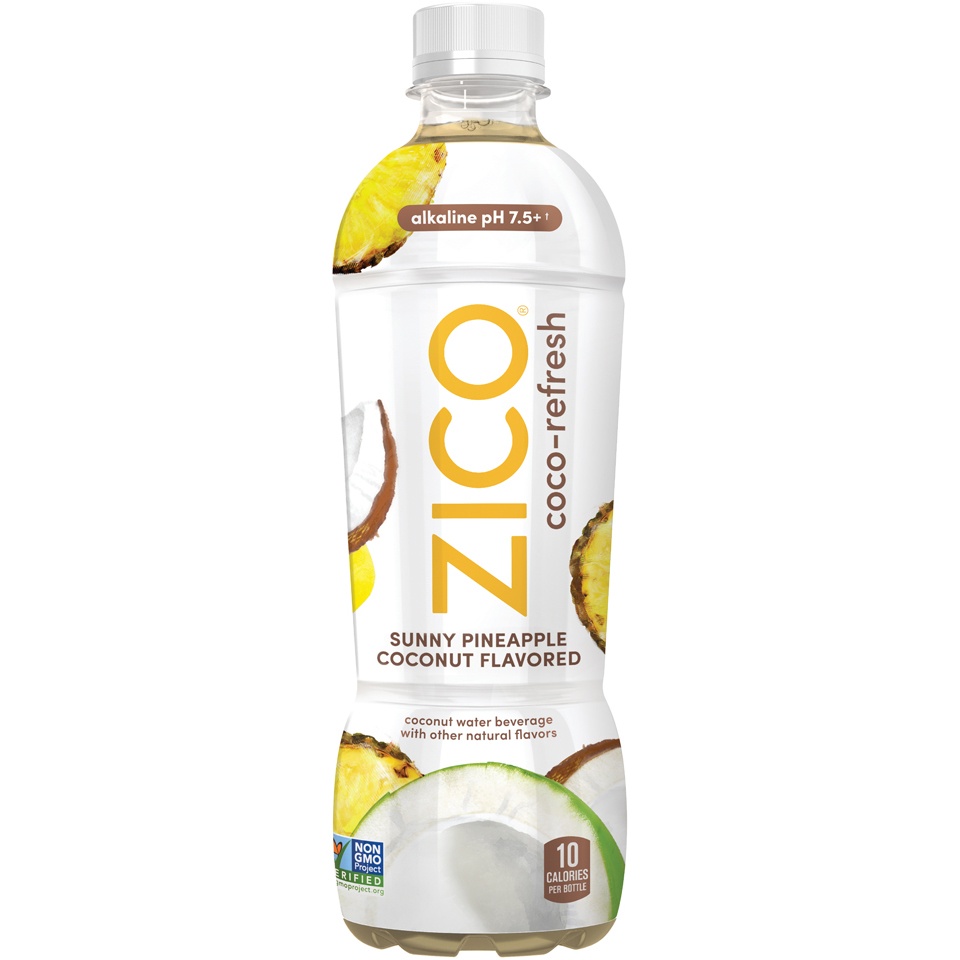 slide 1 of 2, Zico Refresh Coco Pineapple, 16 oz