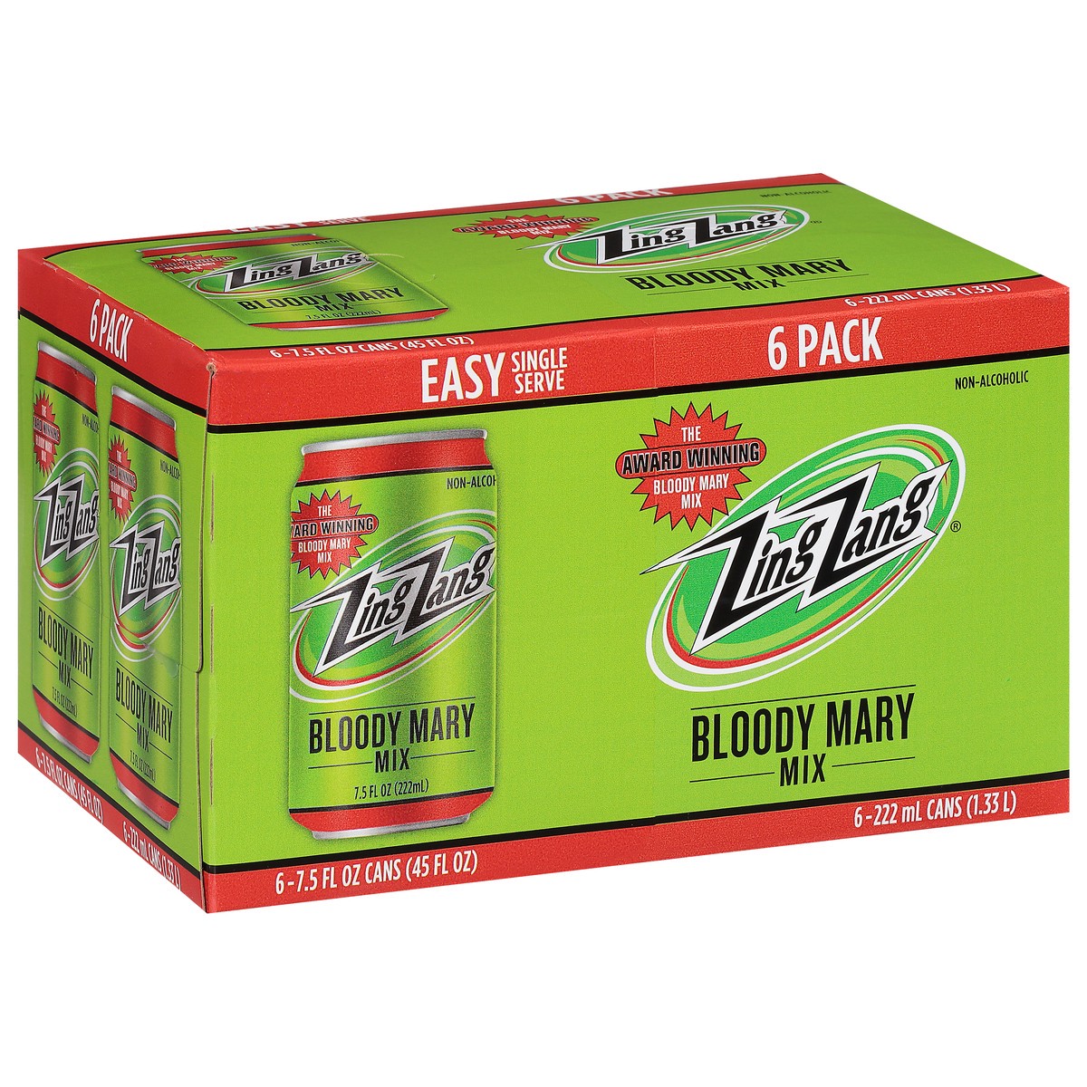 slide 5 of 9, Zing Zang Bloody Mary Mix, Non-Alcoholic Cocktail Mixer, 7.5 Fl Oz Cans (Pack of 6), 6 ct; 7.5 oz