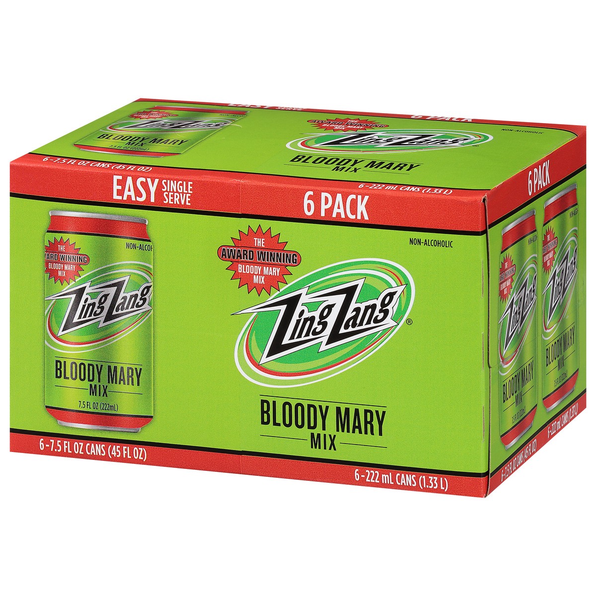 slide 3 of 9, Zing Zang Bloody Mary Mix, Non-Alcoholic Cocktail Mixer, 7.5 Fl Oz Cans (Pack of 6), 6 ct; 7.5 oz