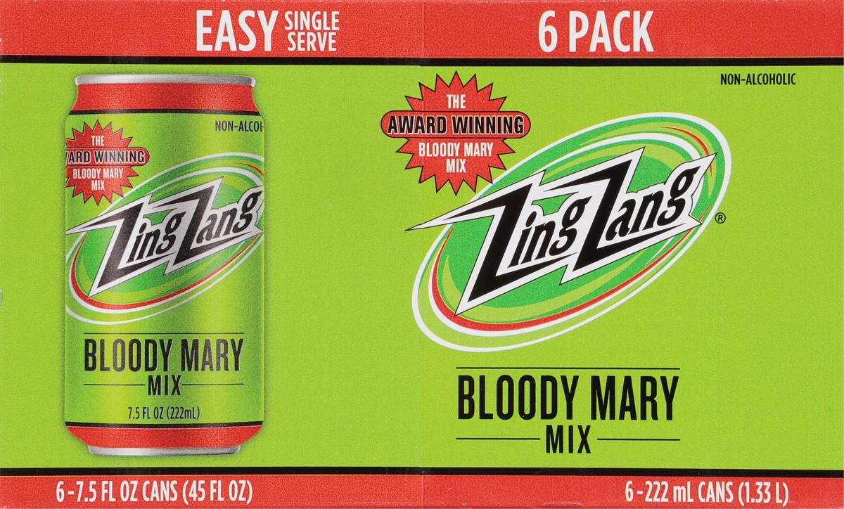 slide 9 of 9, Zing Zang Bloody Mary Mix, Non-Alcoholic Cocktail Mixer, 7.5 Fl Oz Cans (Pack of 6), 6 ct; 7.5 oz