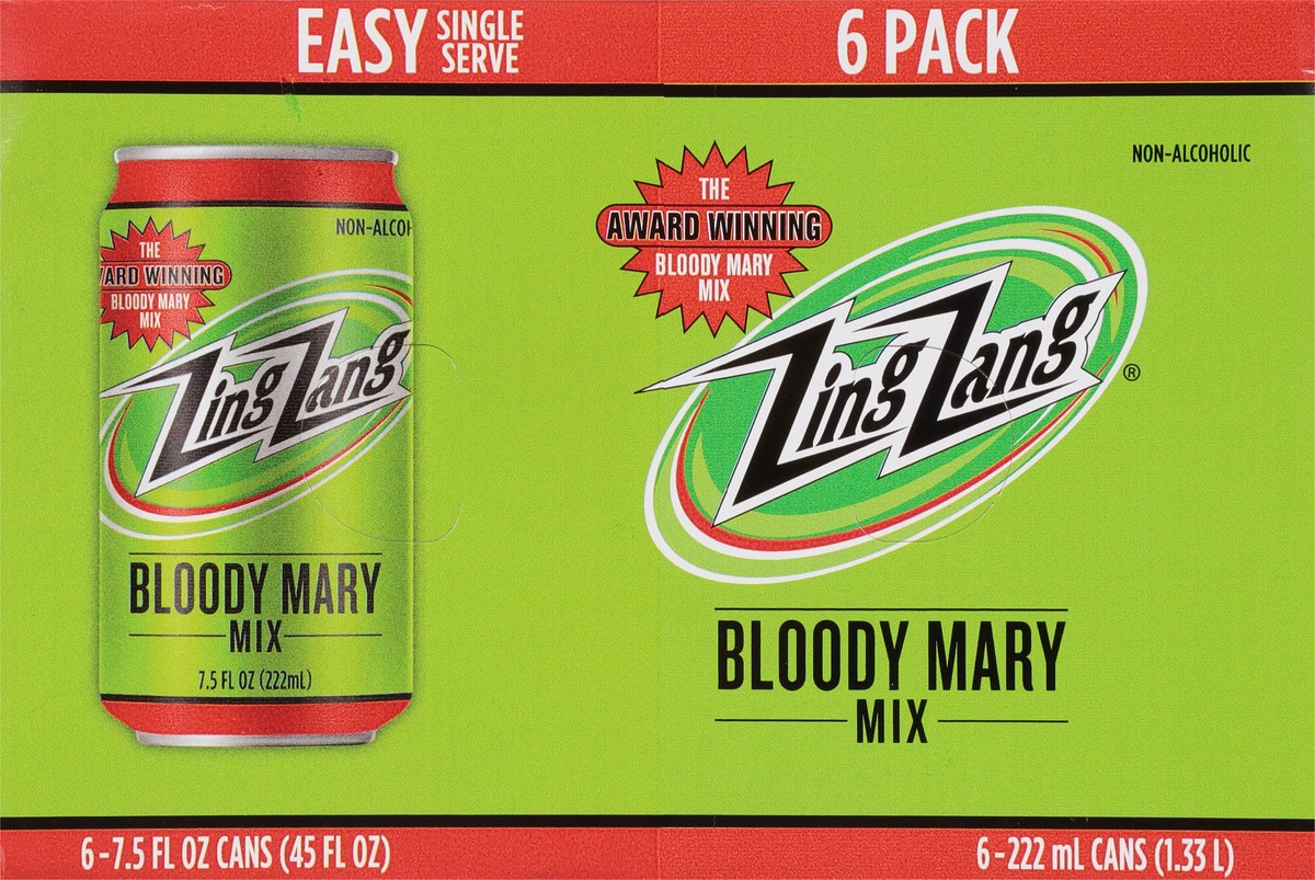 slide 4 of 9, Zing Zang Bloody Mary Mix, Non-Alcoholic Cocktail Mixer, 7.5 Fl Oz Cans (Pack of 6), 6 ct; 7.5 oz