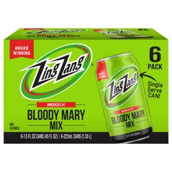 Zing Zang Bloody Mary Mix, Non-Alcoholic Cocktail Mixer, 7.5 Fl Oz Cans (Pack of 6)