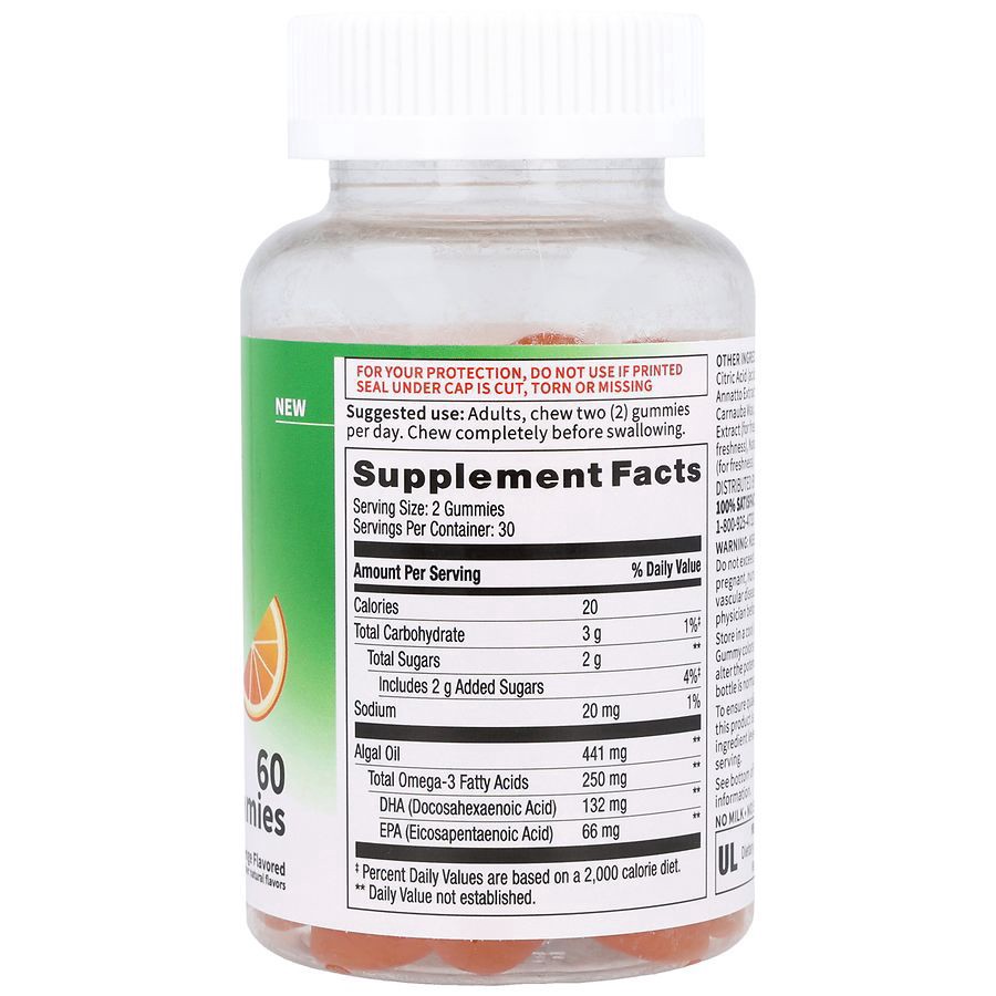 slide 5 of 5, Walgreens Free & Pure Omega-3 250 mg Gummies Orange, 60 ct