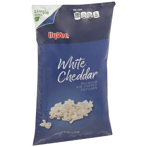 slide 1 of 1, Hy-vee White Cheddar Premium Air Popped Popcorn, 6 oz