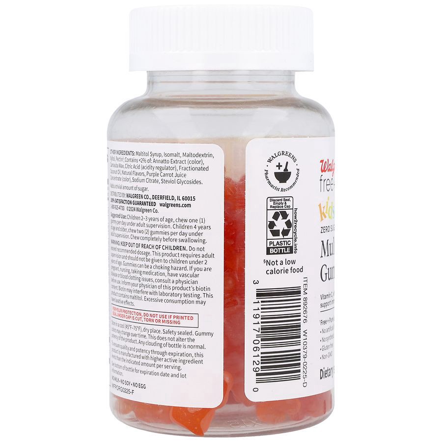 slide 2 of 5, Walgreens Free & Pure Kids Multivitamin Gummies Zero Sugar Fruit, 60 ct