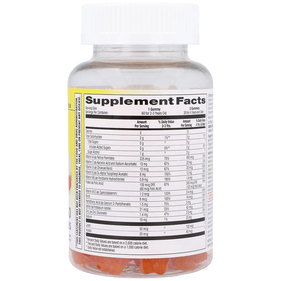 slide 5 of 5, Walgreens Free & Pure Kids Multivitamin Gummies Zero Sugar Fruit, 60 ct
