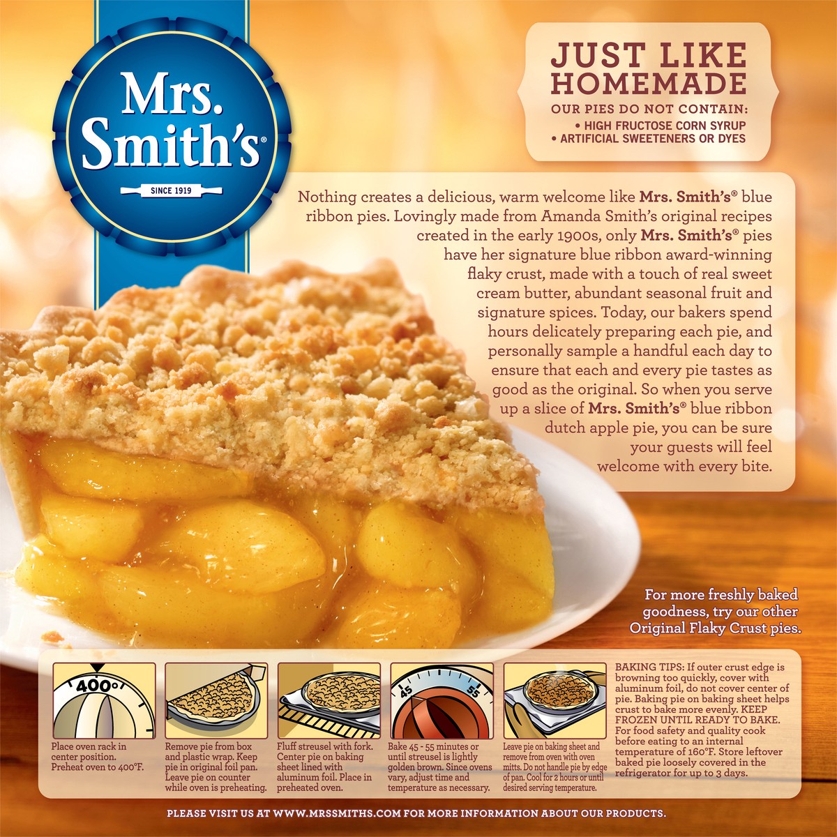 slide 8 of 9, Mrs. Smith's Original Flaky Crust Dutch Apple Pie, 2.31 lb