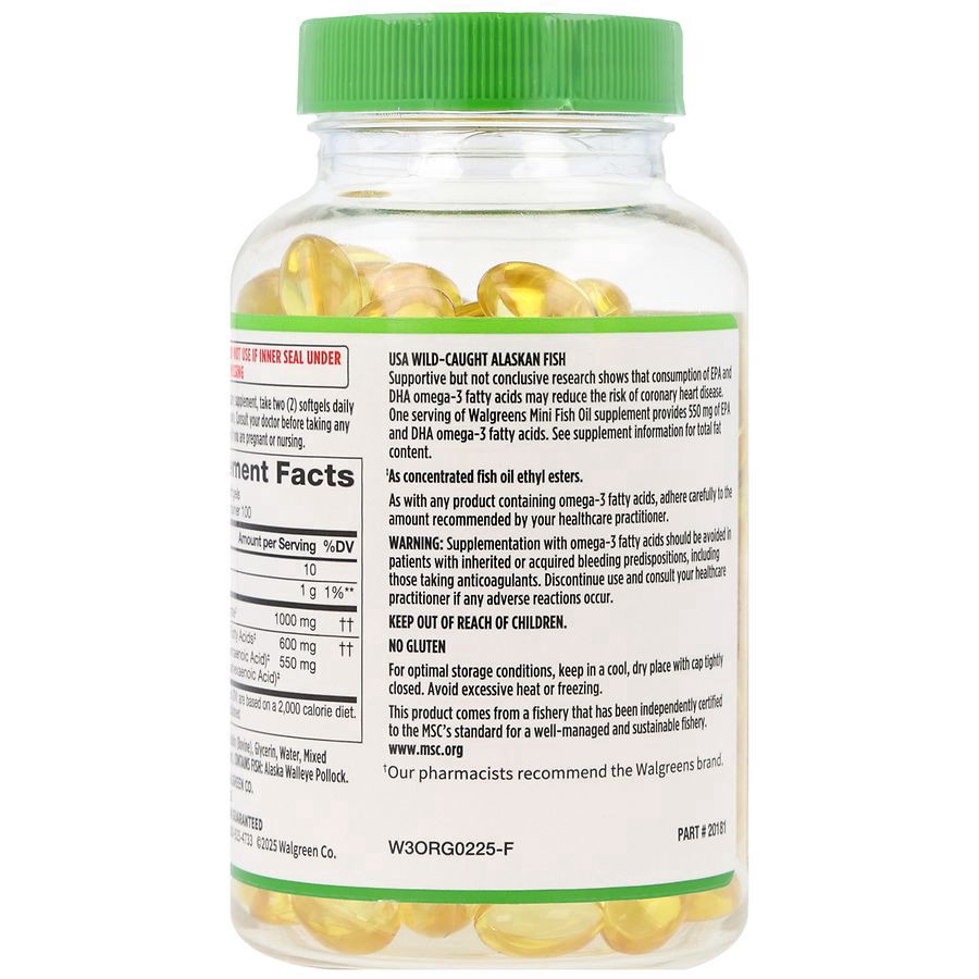 slide 4 of 5, Walgreens Mini Fish Oil 1000 mg Softgels, 200 ct