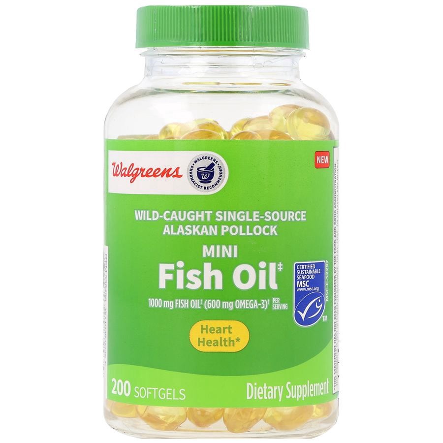 slide 1 of 5, Walgreens Mini Fish Oil 1000 mg Softgels, 200 ct