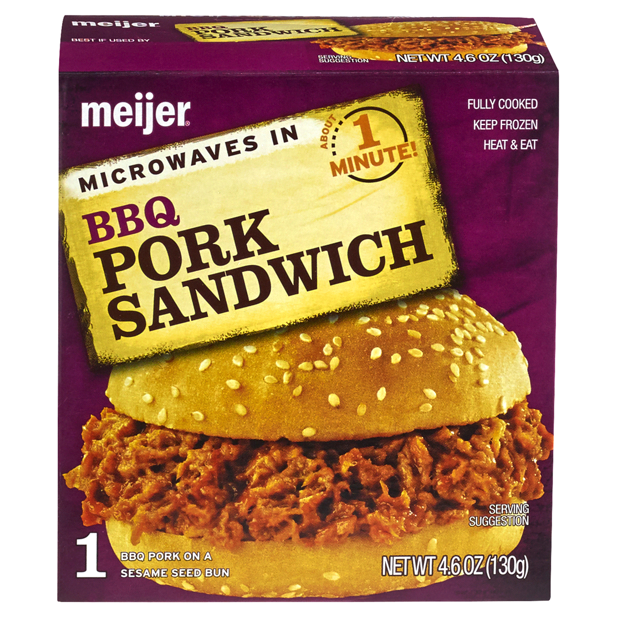 slide 1 of 1, Meijer BBQ Pork Sandwich, 4.6 oz