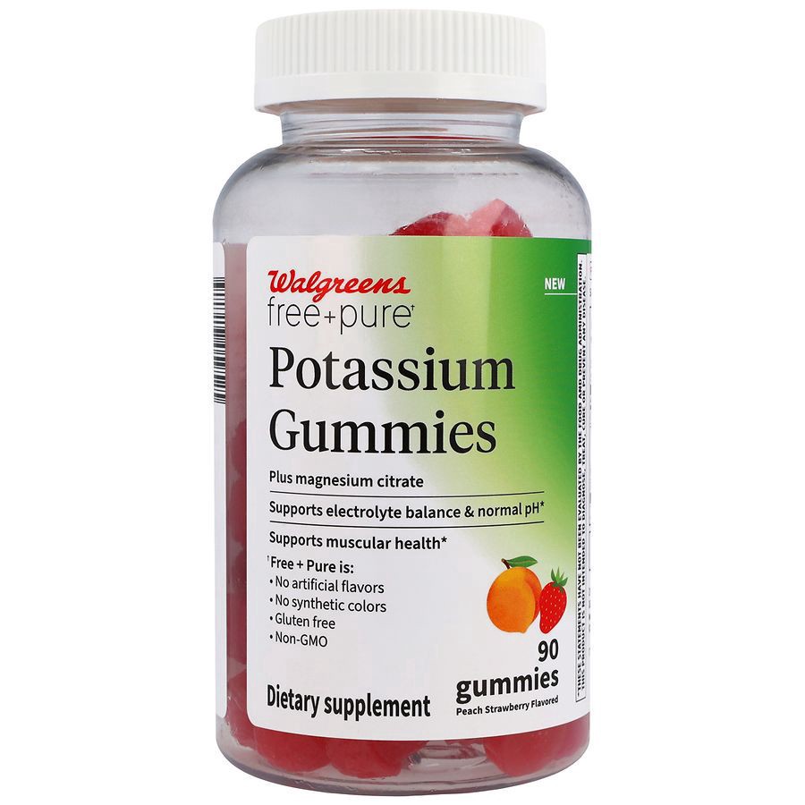 slide 1 of 5, Walgreens Free & Pure Potassium Gummies Peach Strawberry, 90 ct