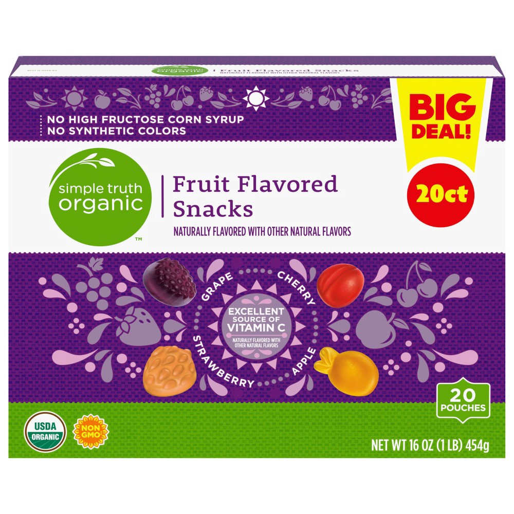 slide 3 of 4, Simple Truth Organic Fruit Snacks, 20 ct
