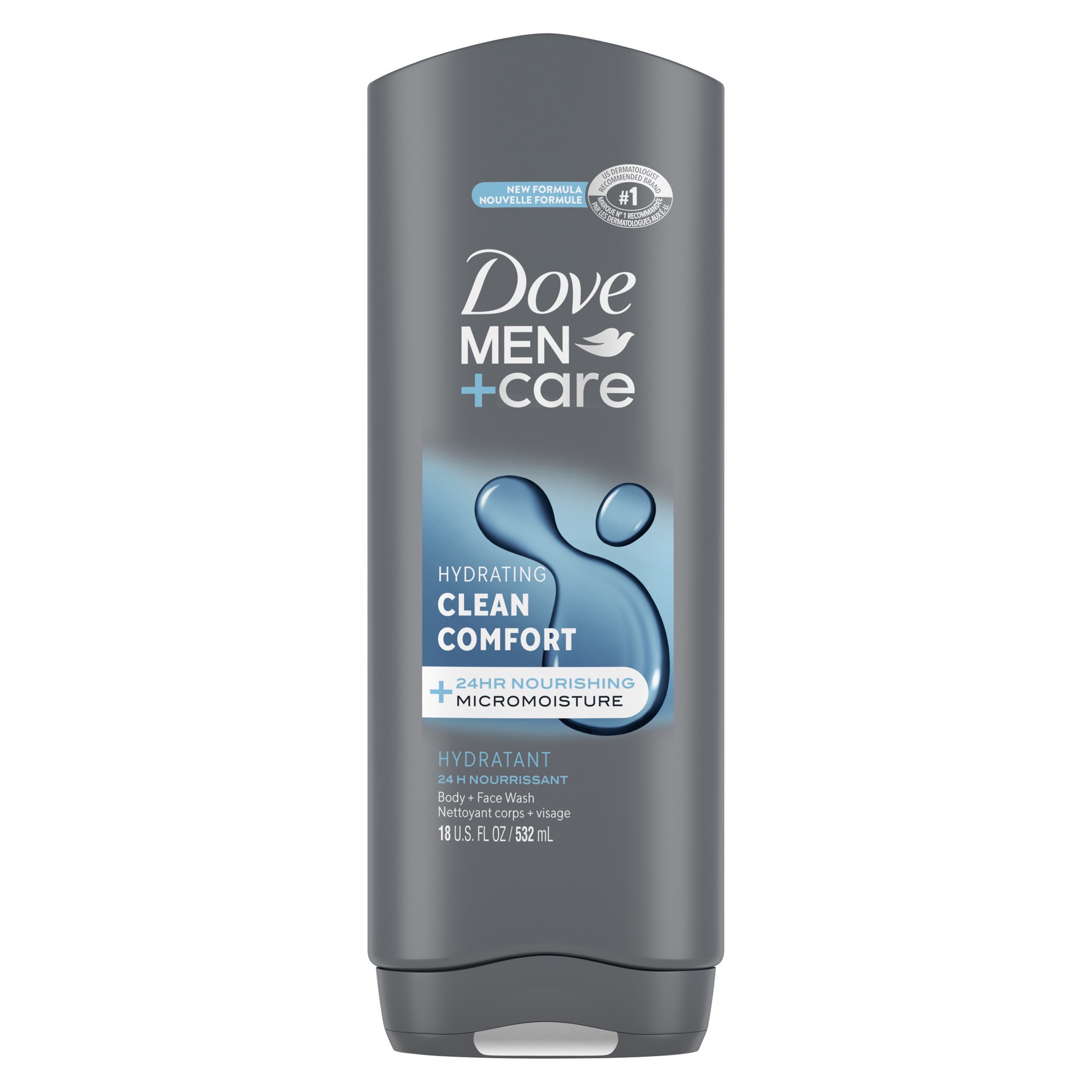 slide 1 of 4, Dove Body and Face Wash Hydrating Clean Comfort, 18 oz, 18 oz