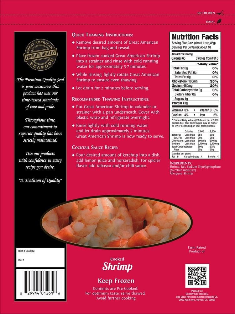 slide 2 of 2, Great American Cooked & Peeled Tail On White Shrimp, 2 lb