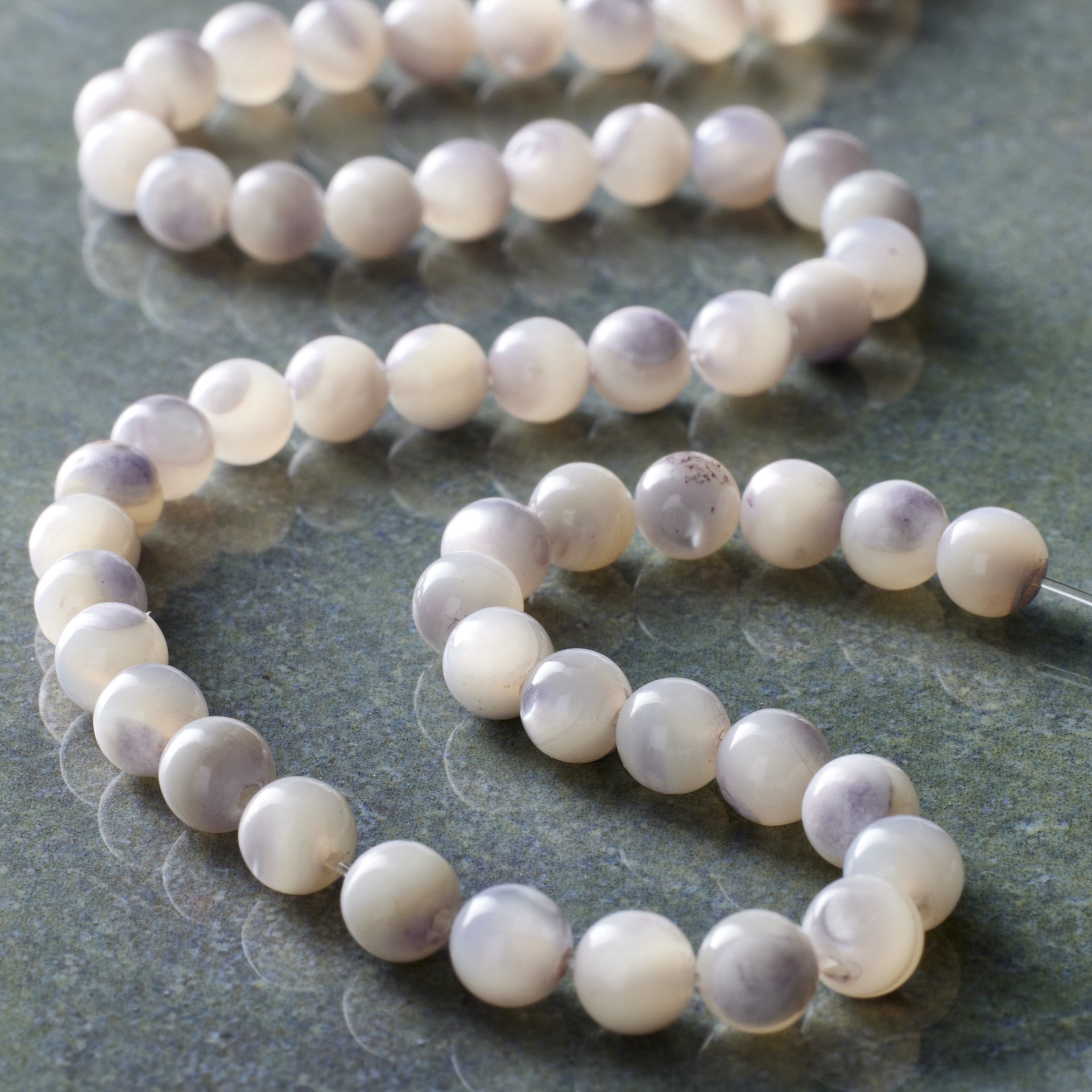 slide 2 of 3, Light Gray Mother Of Pearl Round Beads, 4mm By Bead Landing, 4 mm