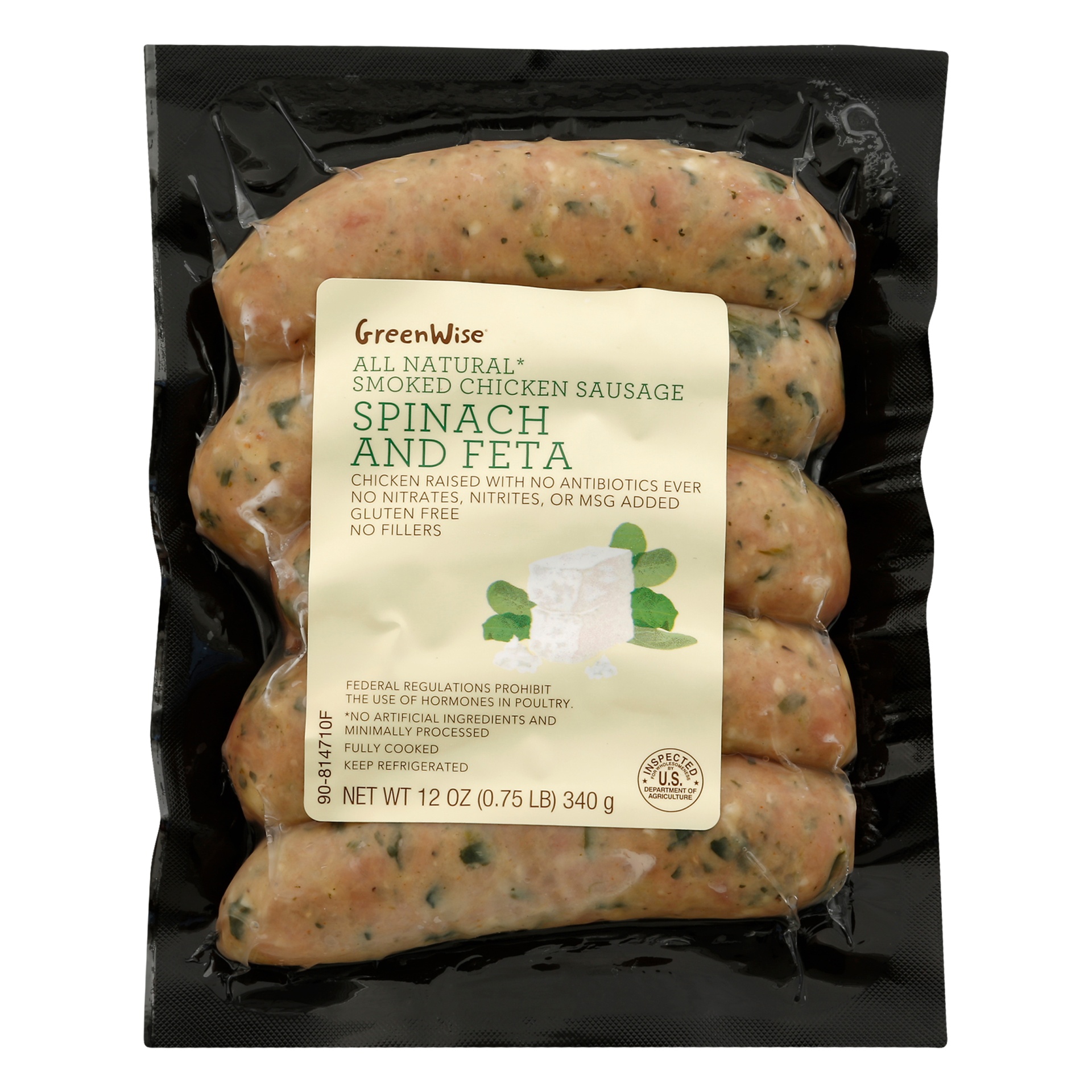 slide 1 of 1, Publix Premium Greenwise Spinach And Feta Smoked Chicken Sausage, 5 ct