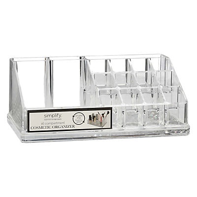 slide 1 of 1, Simplify 16-Compartment Clear Acrylic Cosmetic Organizer, 1 ct