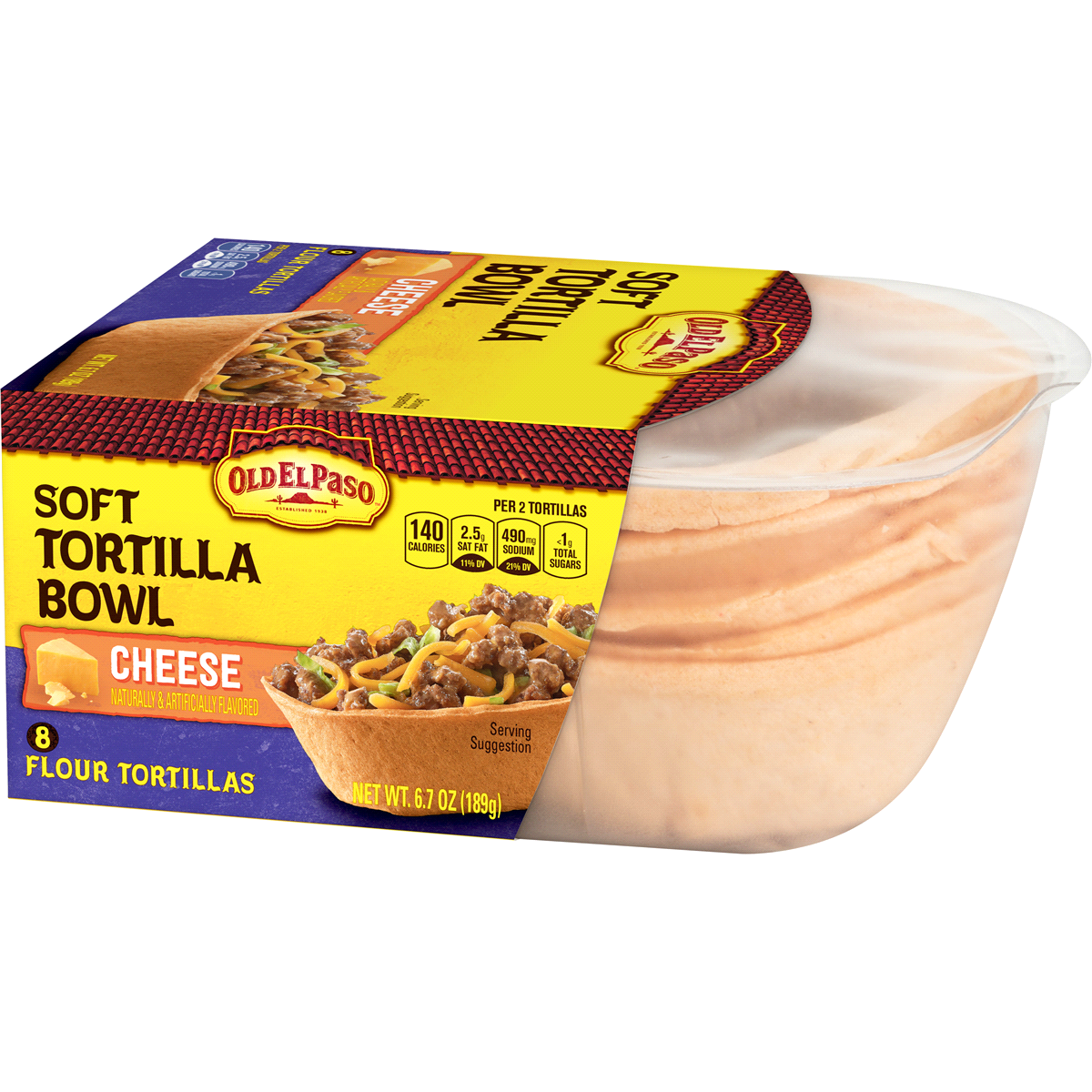 slide 1 of 5, Old El Paso Cheese Soft Tortilla Bowl, 6.7 oz