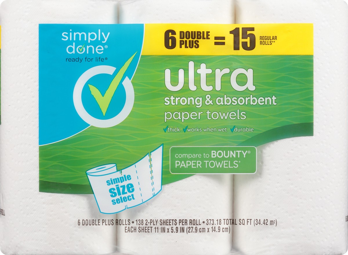 slide 2 of 9, Simply Done 2-Ply Simple Size Select Strong & Absorbent Ultra Paper Towels 6 ea, 6 ct