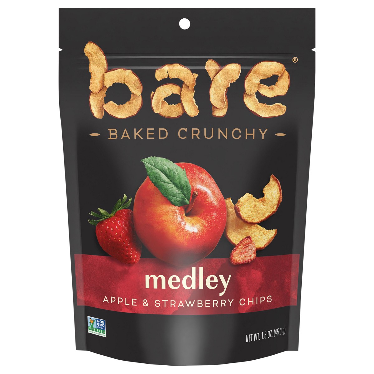 slide 1 of 3, Bare Baked Crunchy Apple Chips & Strawberry Chips Medley 1.6 Oz, 1.6 oz