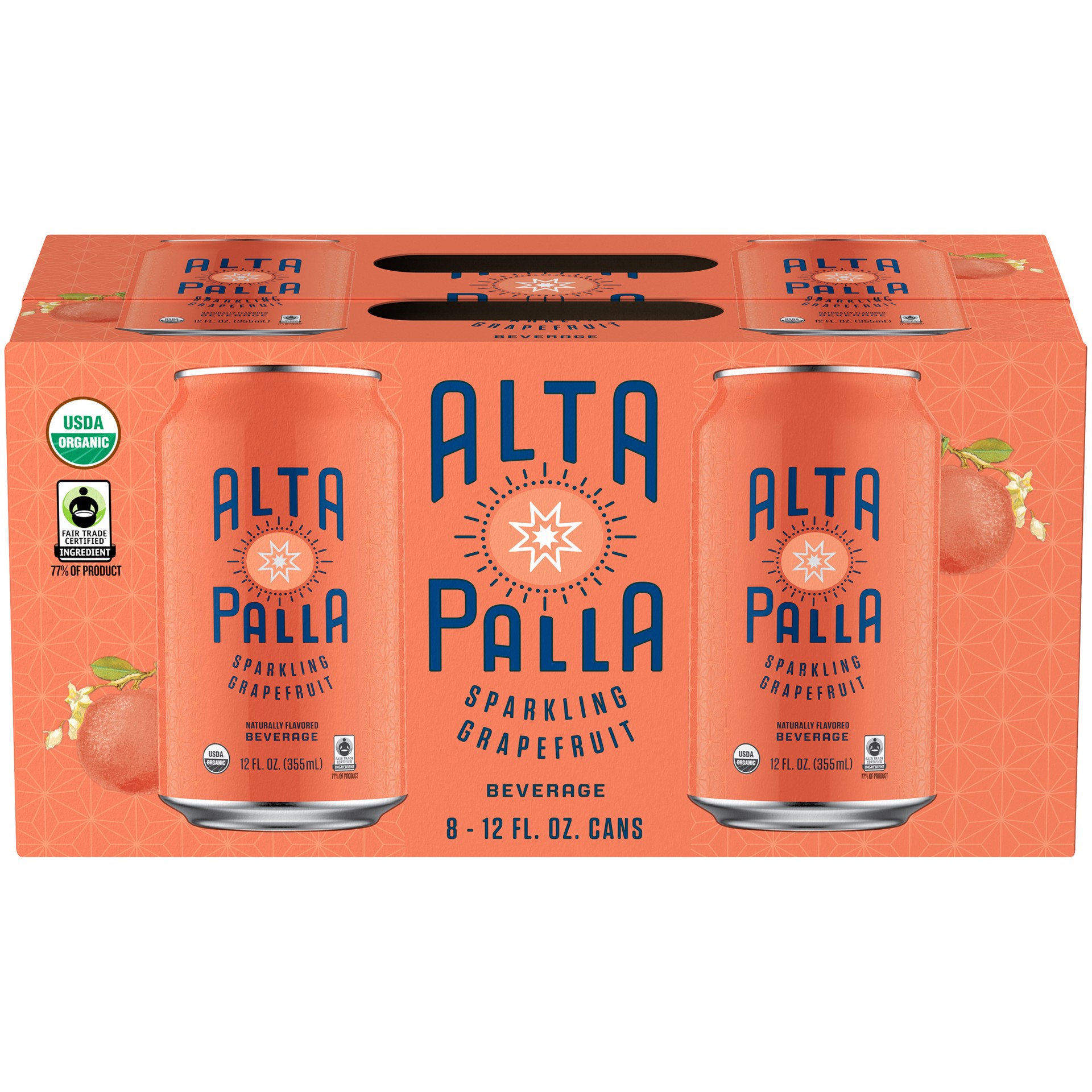 slide 3 of 3, Alta Palla Certified Organic Fair Trade Sparkling Fruit Juice Beverage, Grapefruit- 8 ct, 8 ct