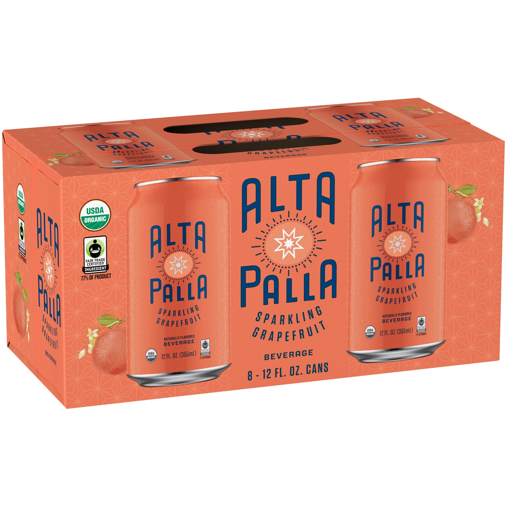 slide 1 of 3, Alta Palla Certified Organic Fair Trade Sparkling Fruit Juice Beverage, Grapefruit- 8 ct, 8 ct