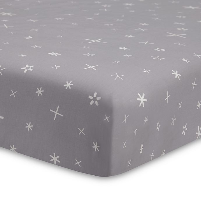 slide 1 of 1, Babyletto Galaxy Galactic Stars Fitted Crib Sheet - Grey, 1 ct