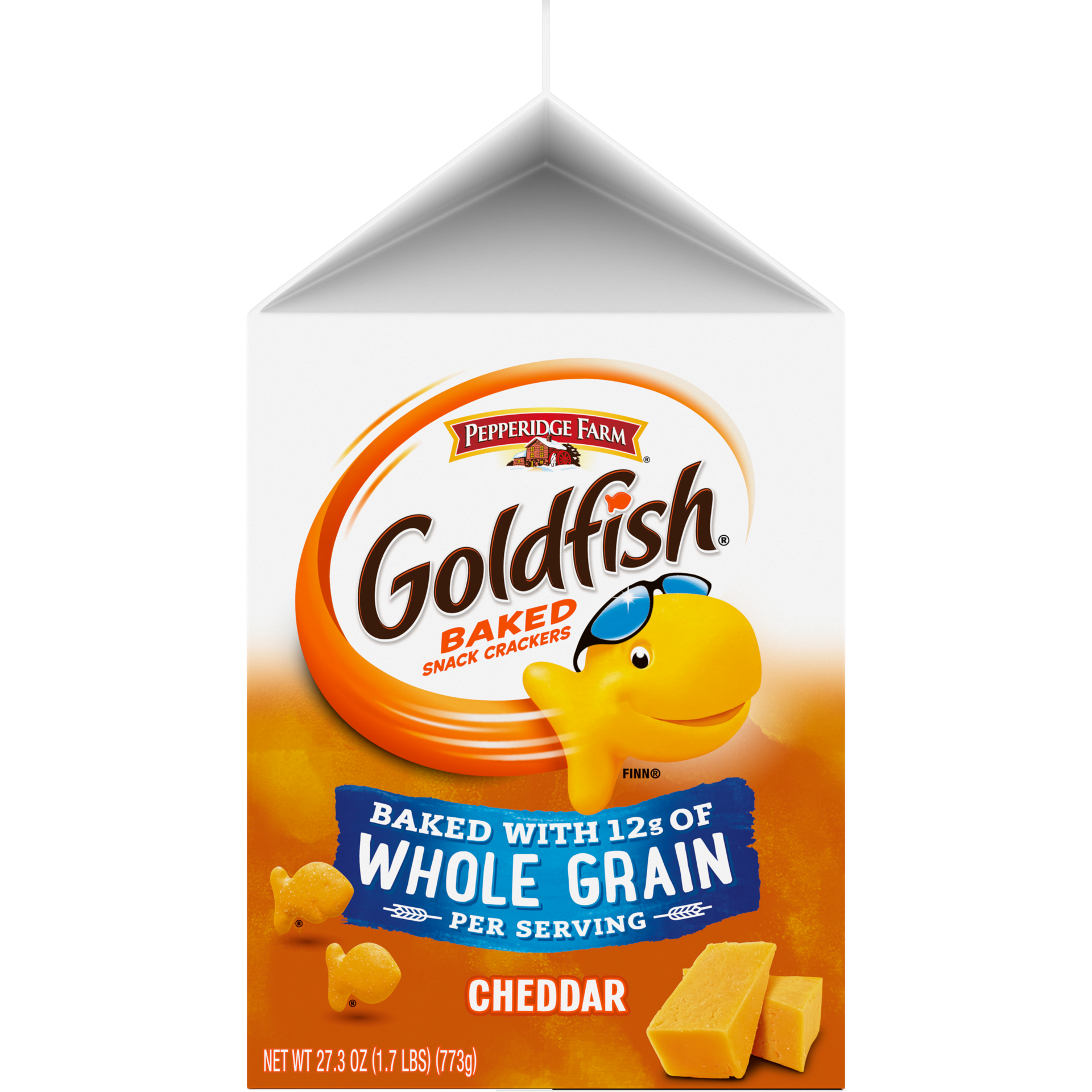 slide 4 of 5, Pepperidge Farm Goldfish Cheddar Cheese Crackers, Baked with Whole Grain, 27.3 oz Carton, 27.3 oz