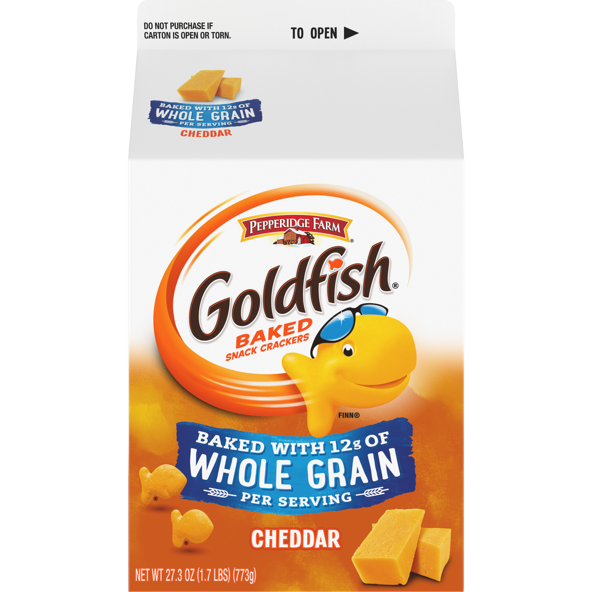 slide 5 of 5, Pepperidge Farm Goldfish Cheddar Cheese Crackers, Baked with Whole Grain, 27.3 oz Carton, 27.3 oz