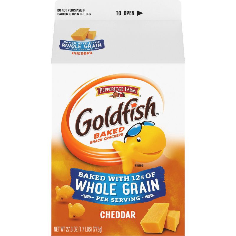 slide 1 of 5, Pepperidge Farm Goldfish Cheddar Cheese Crackers, Baked with Whole Grain, 27.3 oz Carton, 27.3 oz