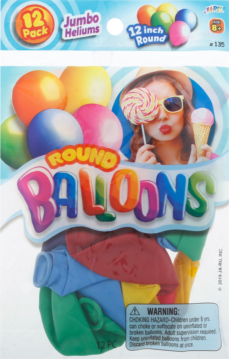 slide 1 of 9, Ja-Ru Jaru Super Round Balloons, 12 ct