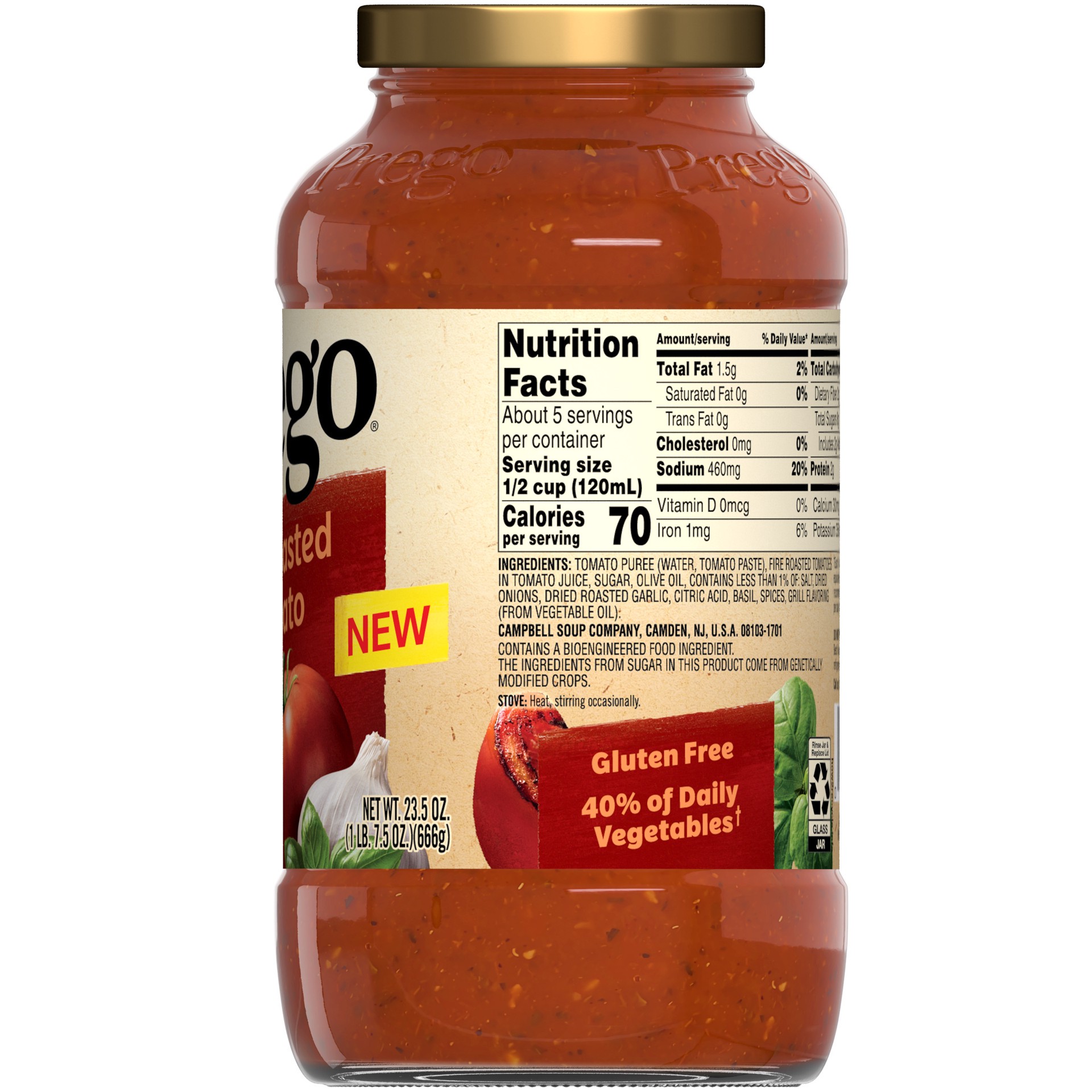 slide 4 of 5, Prego Fire Roasted Tomato Pasta Sauce, 23.5 oz
