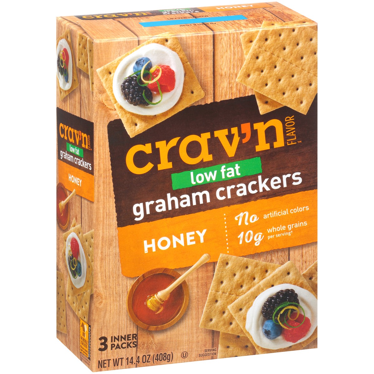 slide 2 of 9, Crav'n Flavor Low Fat Honey Graham Crackers-Crav'N, 14.4 oz