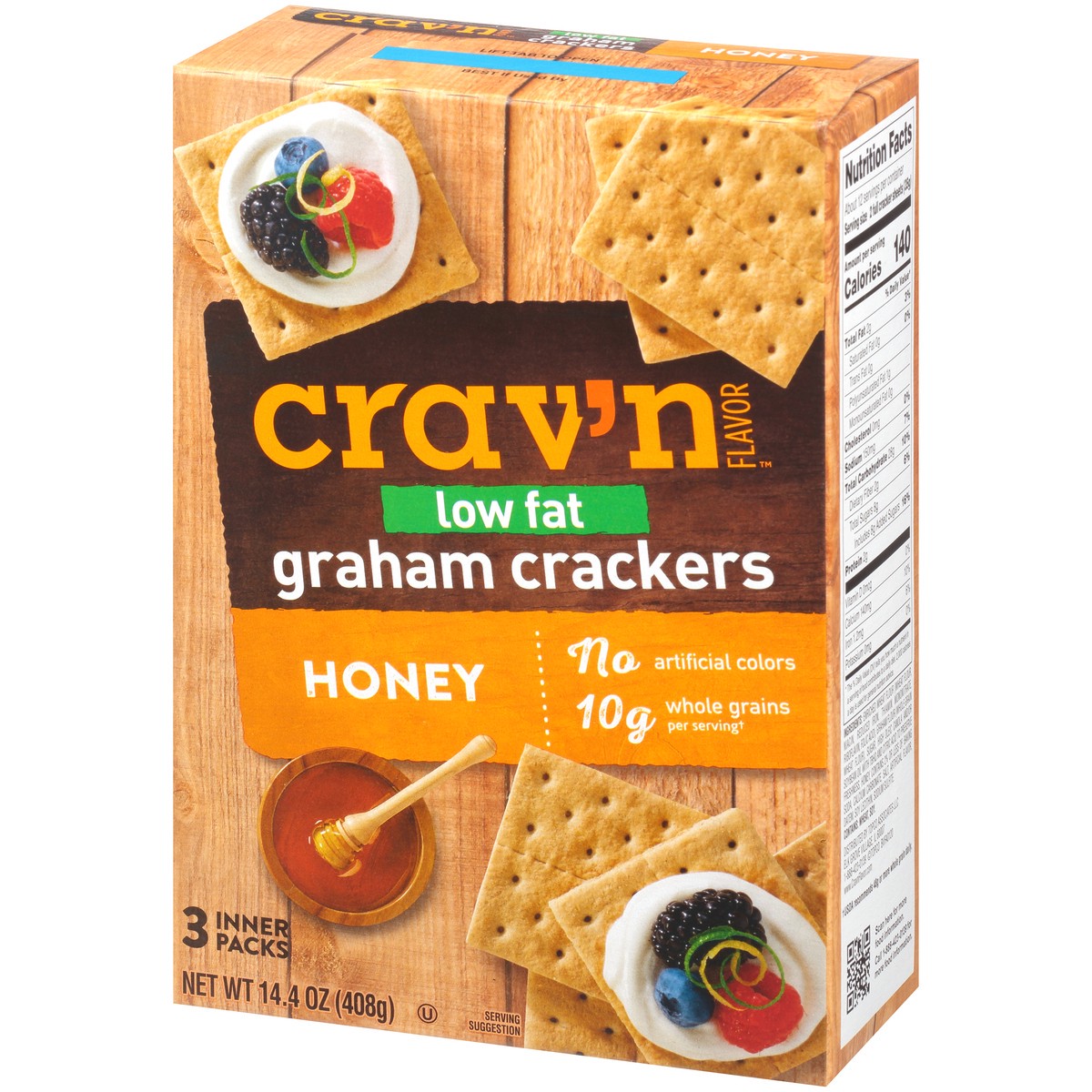 slide 3 of 9, Crav'n Flavor Low Fat Honey Graham Crackers-Crav'N, 14.4 oz