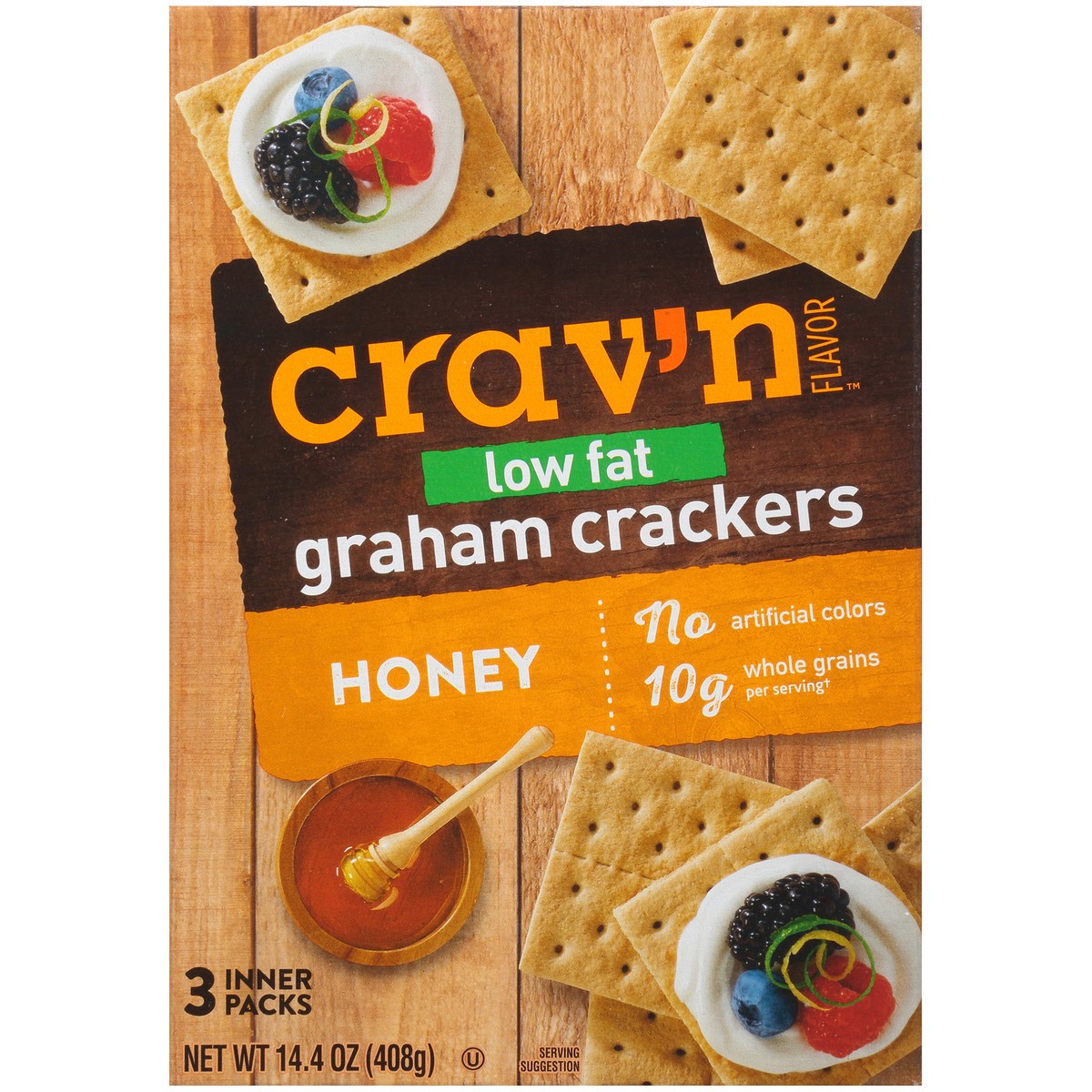 slide 5 of 9, Crav'n Flavor Low Fat Honey Graham Crackers-Crav'N, 14.4 oz