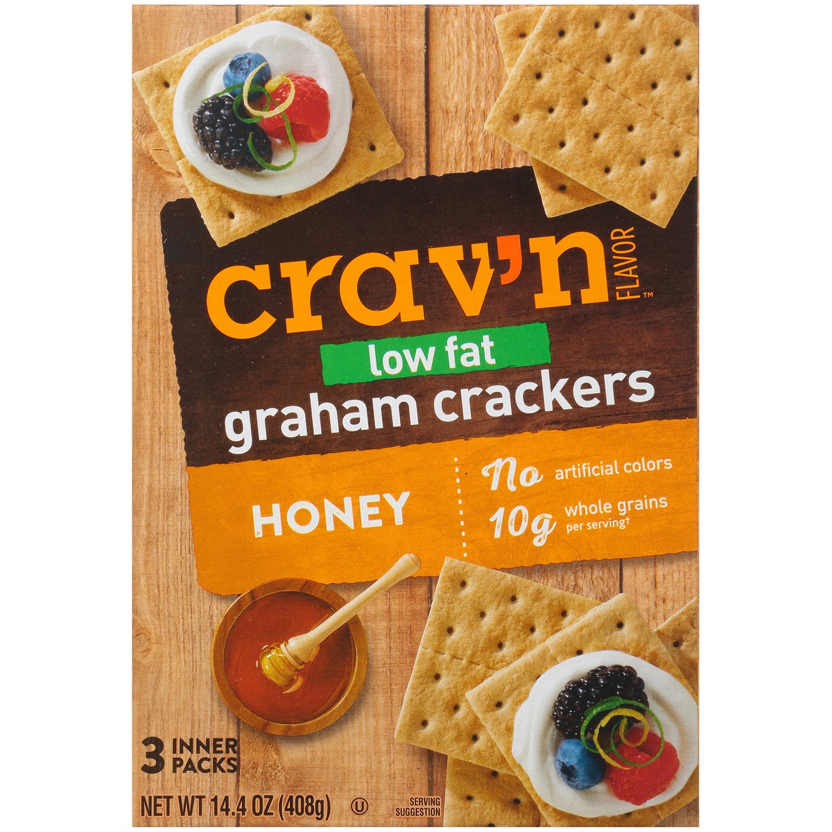slide 6 of 9, Crav'n Flavor Low Fat Honey Graham Crackers-Crav'N, 14.4 oz