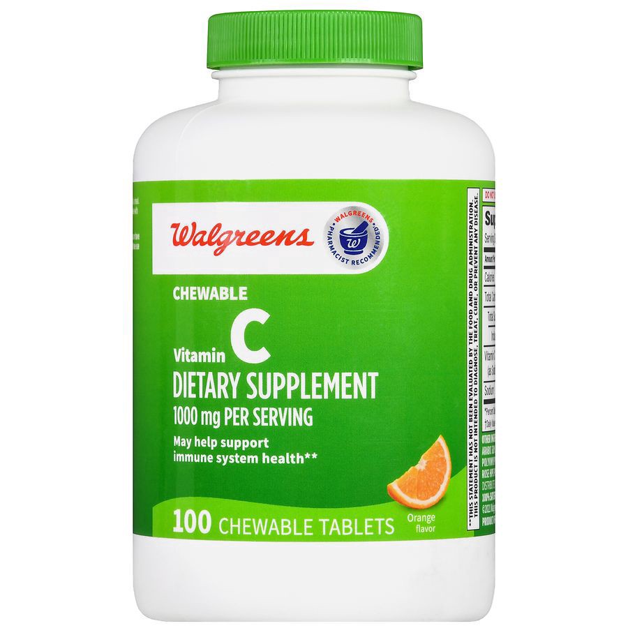 slide 4 of 5, Walgreens Vitamin C 1000 mg per Serving Chewable Tablets, 100 ct