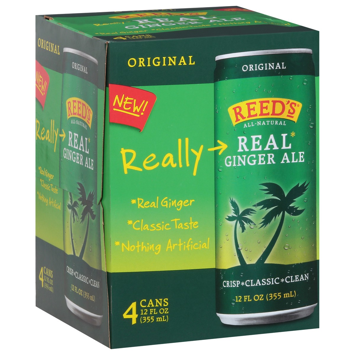 slide 2 of 9, Reed's Real Original Ginger Ale 4 - 12 fl oz Cans, 4 ct; 12 fl oz