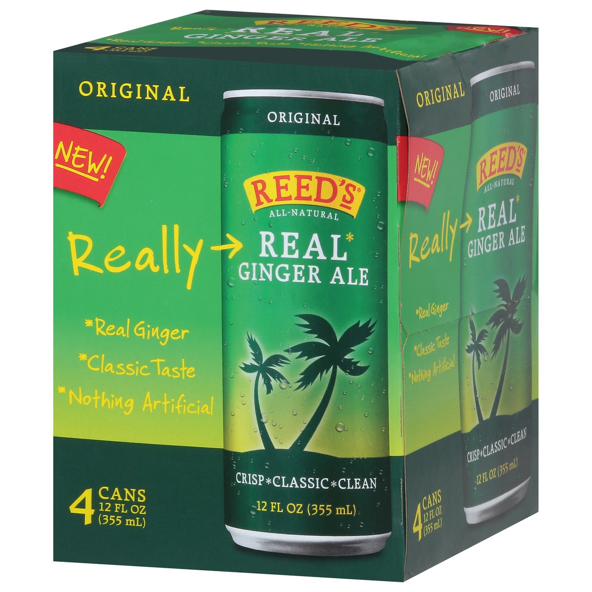 slide 3 of 9, Reed's Real Original Ginger Ale 4 - 12 fl oz Cans, 4 ct; 12 fl oz