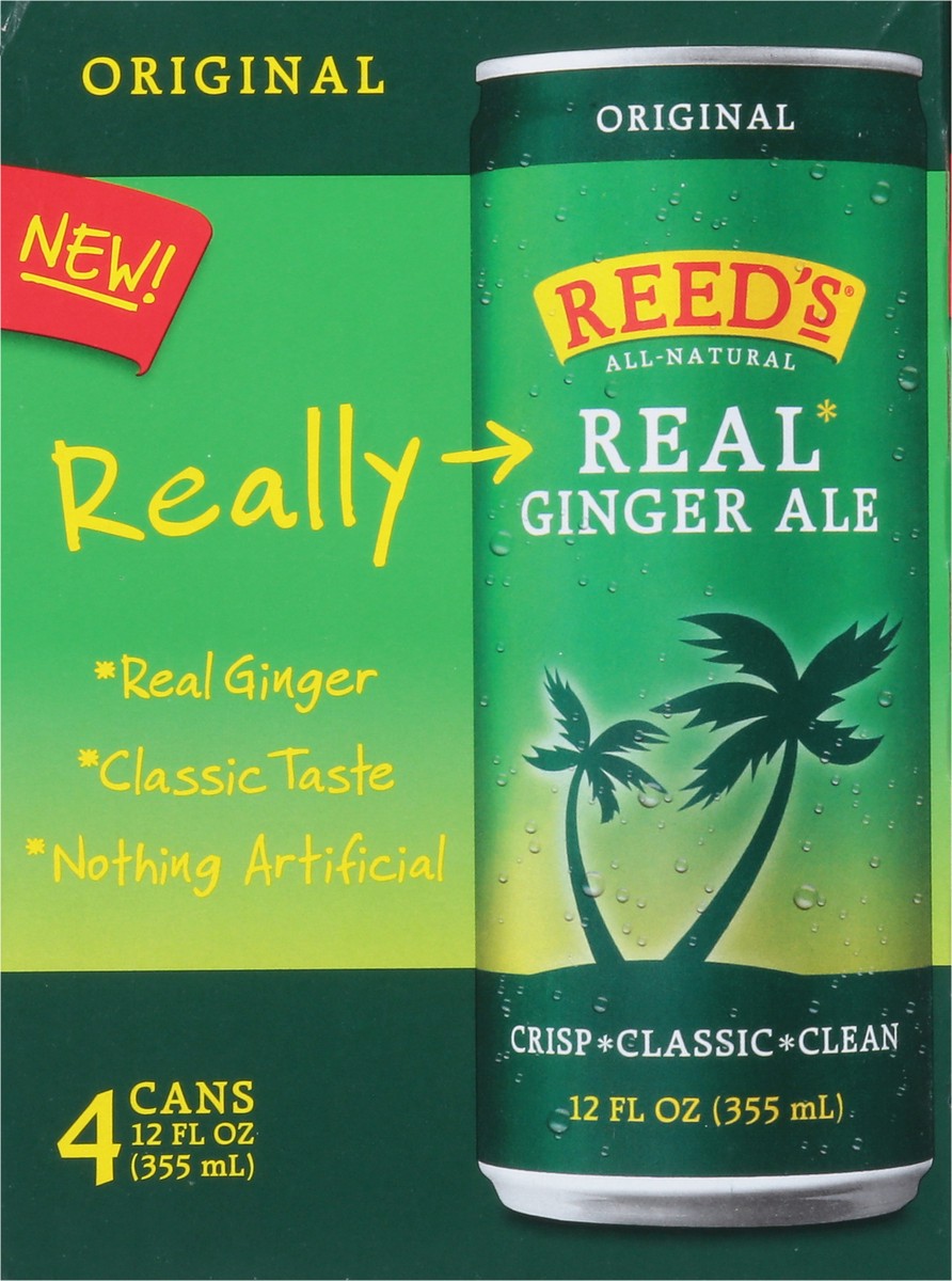 slide 5 of 9, Reed's Real Original Ginger Ale 4 - 12 fl oz Cans, 4 ct; 12 fl oz