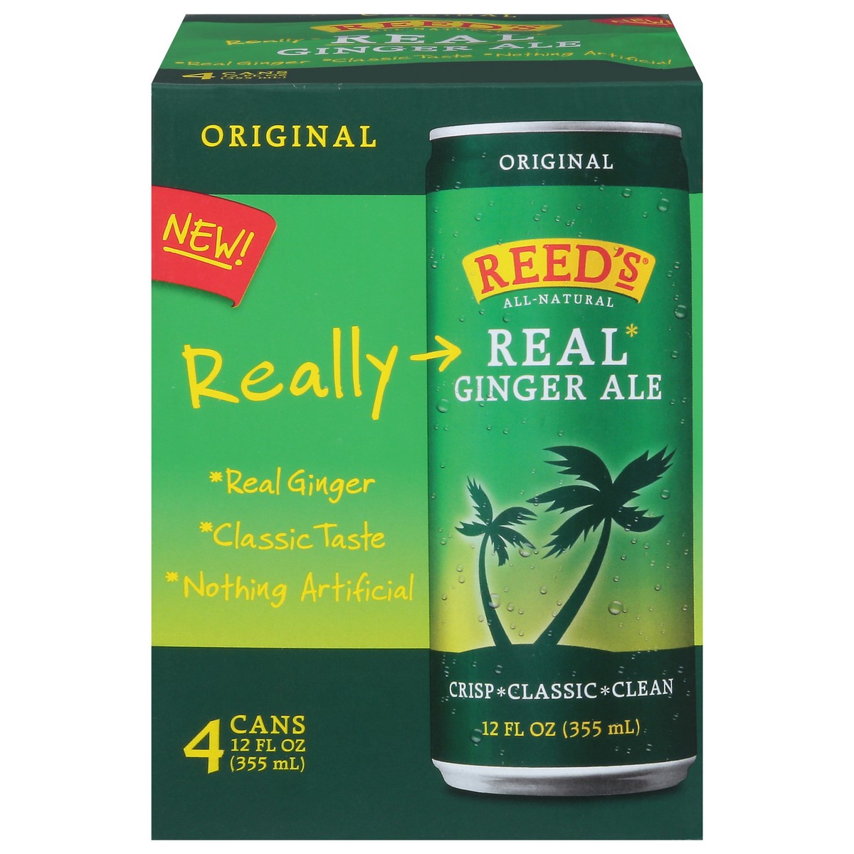 slide 1 of 9, Reed's Real Original Ginger Ale 4 - 12 fl oz Cans, 4 ct; 12 fl oz