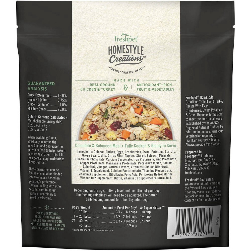 slide 5 of 5, Freshpet Homestyle creations Bag-Chicken & Turkey with Veggies, 1 lb