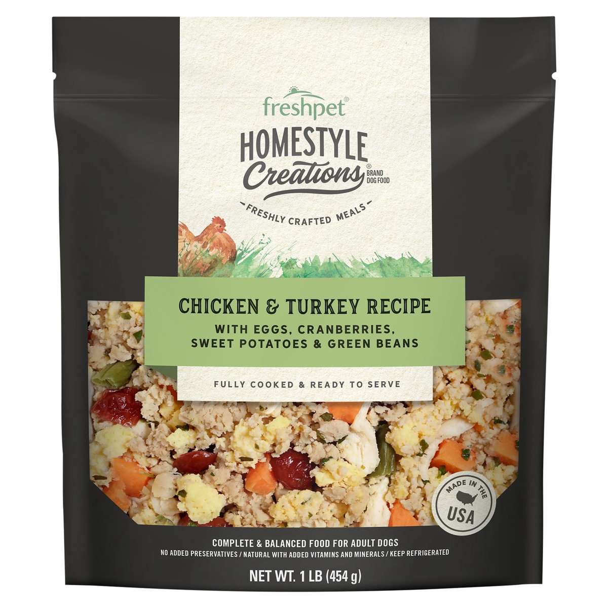 slide 1 of 1, Freshpet Homestyle Creations Chopped Chicken and Turkey with Veggies Entree Wet Dog Food, 1 lb