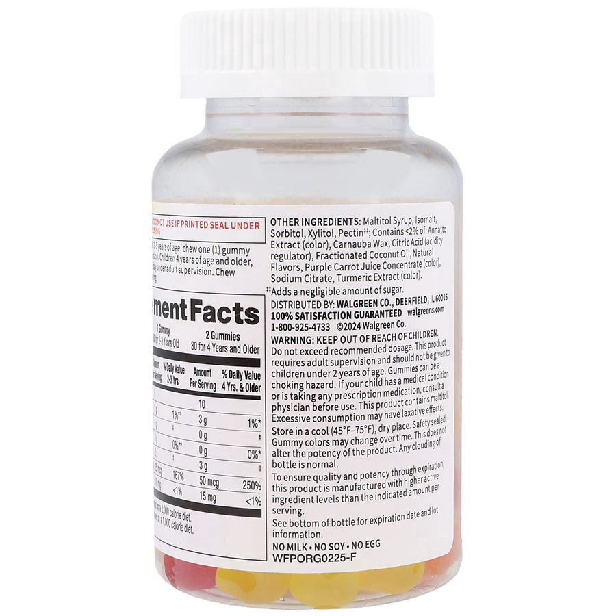 slide 4 of 5, Walgreens Free & Pure Kids Healthy Bone Support Gummies Orange, Lemon & Strawberry, 60 ct