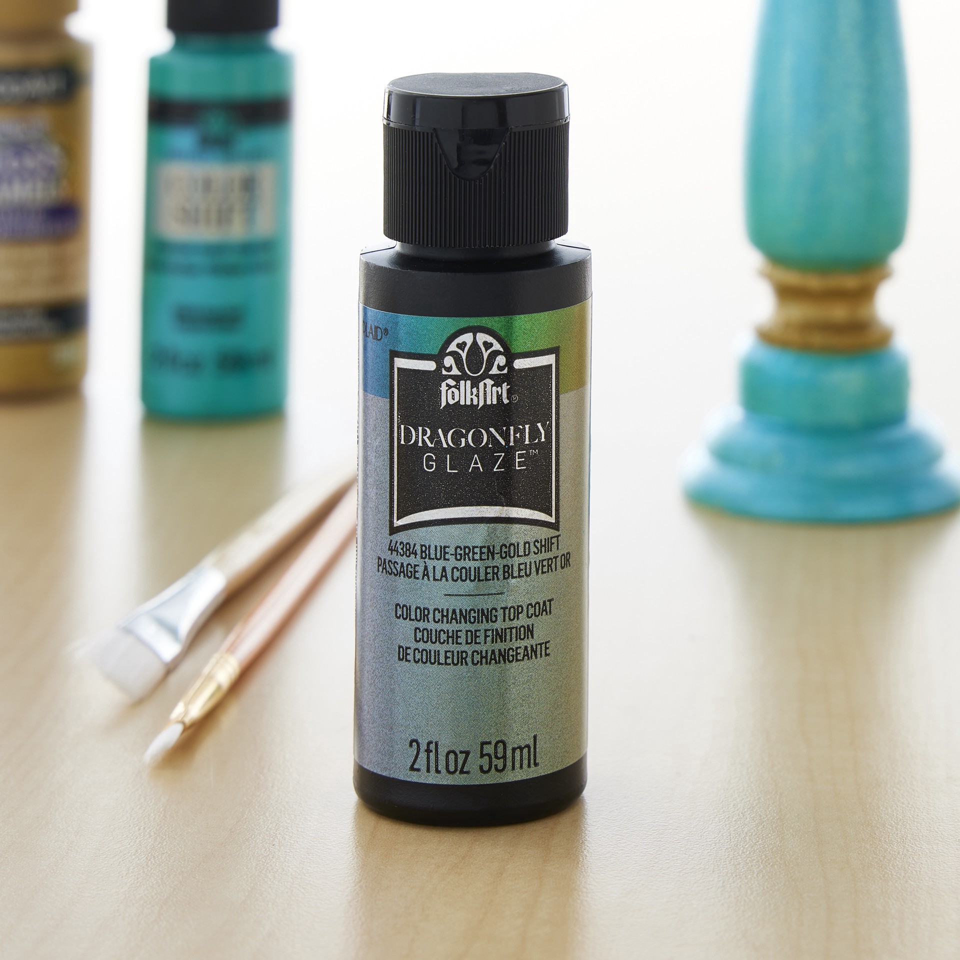 slide 4 of 4, Folkart Dragonfly Glaze Acrylic Top Coat, 2 fl oz