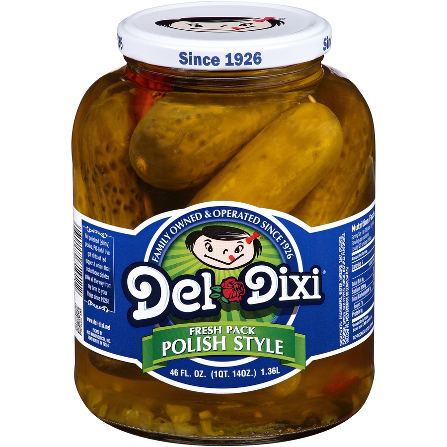 slide 1 of 5, Del-Dixi Polish Style Pickles, 46 oz